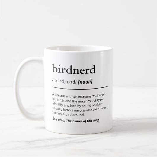 Bird Nerd Definition Funny Birdwatcher Gift コーヒーマグカップ (左)