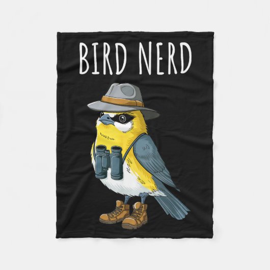 Bird Nerd Funny Bird Watching Birding Bird Lover W フリースブランケット (正面)