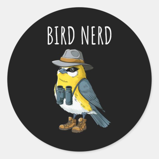 Bird Nerd Funny Bird Watching Birding Bird Lover W ラウンドシール (正面)