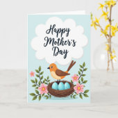 Bird Nest Mothers Day Card カード (黄色い花)