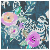 Bird of Heyフローラ水彩模様 ファブリック (クローズアップ)