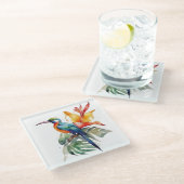 Bird of Paradise、カラフル幻想鳥'n flower ガラスコースター (アングル)