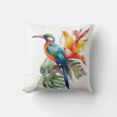 Bird of Paradise、カラフル幻想鳥'n flower クッション (正面)