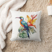 Bird of Paradise、カラフル幻想鳥'n flower クッション (ブランケット)