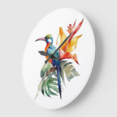 Bird of Paradise、カラフル幻想鳥'n flower ラージ壁時計 (傾斜)