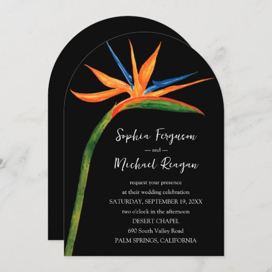 Bird of Paradise Arch Top 結婚's 招待状 (正面/裏面)