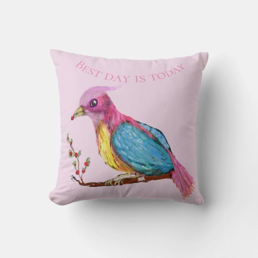 Bird of Paradise | Best Day Is Today  Throw Pillow クッション (正面)
