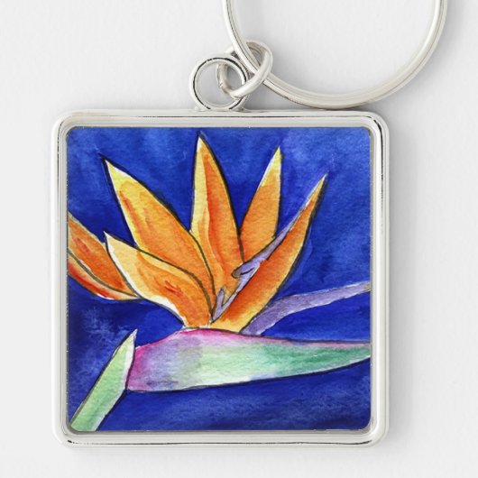 Bird of Paradise Flower 絵画's Art Keychain キーホルダー (正面)