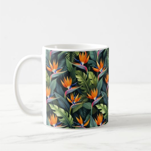 Bird of Paradise Flower Pattern コーヒーマグカップ (左)