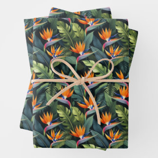 Bird of Paradise Flower Pattern ラッピングペーパーシート