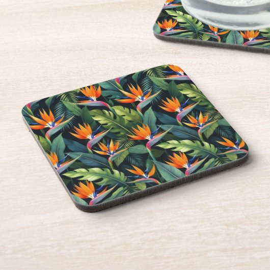 Bird of Paradise Flower Pattern Coasters コースター (左側)