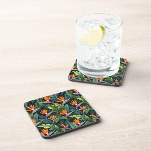 Bird of Paradise Flower Pattern Coasters コースター (右側)