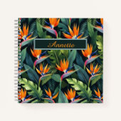 Bird of Paradise Flower Pattern Personalized ノートブック (正面)