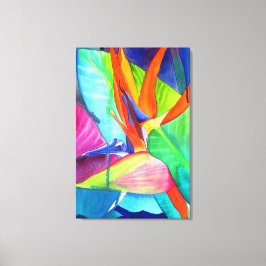 Bird of Paradise Strelitzia花水彩画 キャンバスプリント