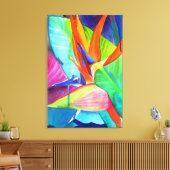 Bird of Paradise Strelitzia花水彩画 キャンバスプリント (インサイチュ (リビング))
