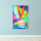 Bird of Paradise Strelitzia花水彩画 キャンバスプリント (インサイチュ (ウッドフロア))