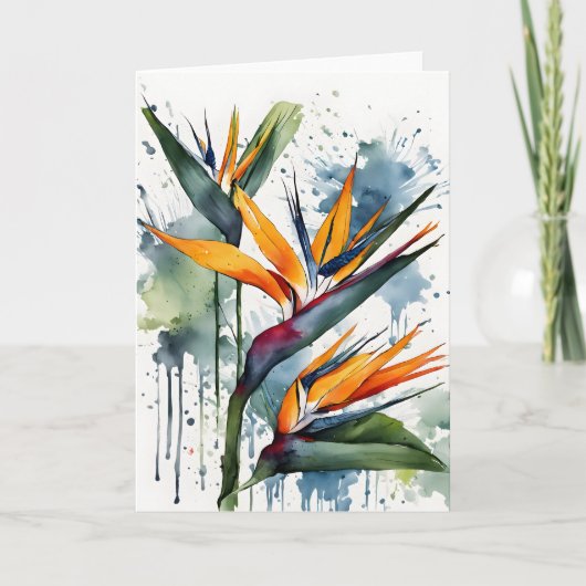 Bird of Paradise - Watercolor flowers カード (正面)