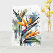 Bird of Paradise - Watercolor flowers カード (黄色い花)