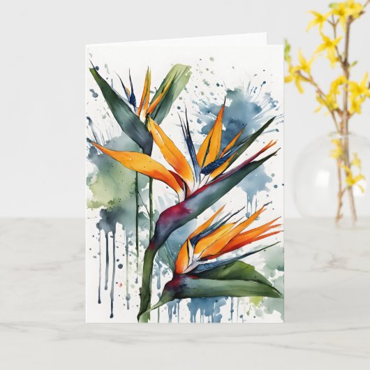 Bird of Paradise - Watercolor flowers カード (黄色い花)