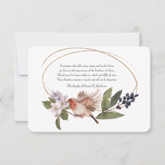 Bird on a Branch悔やみや弔慰サンキューカード サンキューカード (正面)