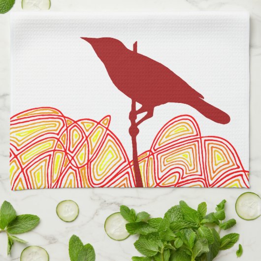 Bird on a branch キッチンタオル (折り畳み)