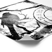 Bird on a branch(ブランチ上の鳥)、白黒 ポスター (角)