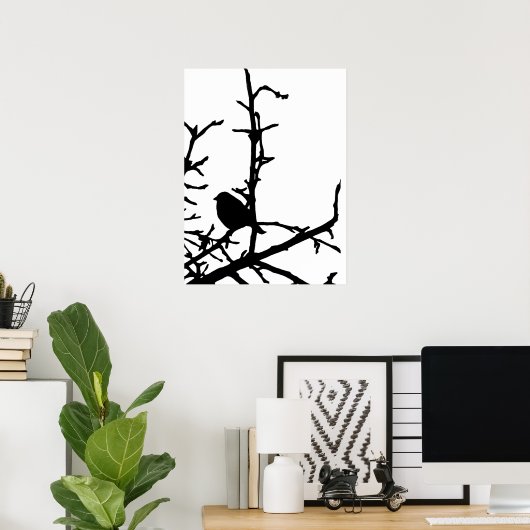 Bird on a branch ポスター (ホームオフィス)