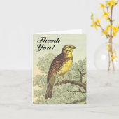 Bird on a branch, Bird Look, "Thank You!" カード (黄色い花)