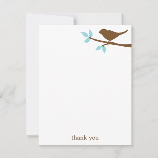 Bird on a branch flat Thank You Note Card 招待状 (正面)