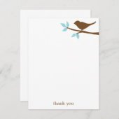 Bird on a branch flat Thank You Note Card 招待状 (正面/裏面)