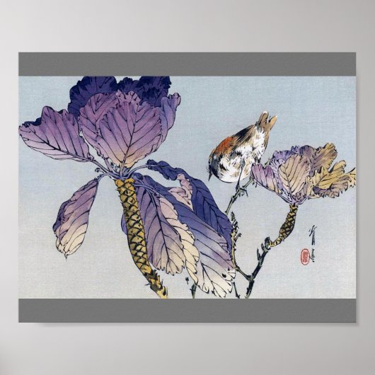 Bird on a branch, Watanabe Seitei ポスター (正面)