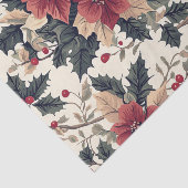 Bird on a Branch with Berries and Poinsettias 薄葉紙 (詳細)