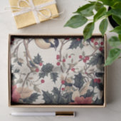 Bird on a Branch with Berries and Poinsettias 薄葉紙 (ギフト)