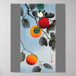 Bird on a Persimmon Tree, Watanabe Seitei ポスター