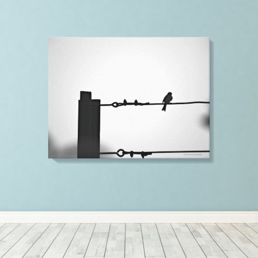 Bird on a wire キャンバスプリント (インサイチュ (ウッドフロア))