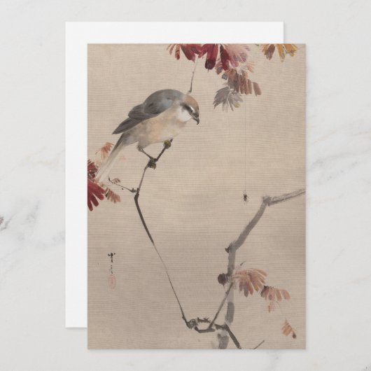 Bird on Branch Watching Spider | 渡辺聖亭 (正面/裏面)