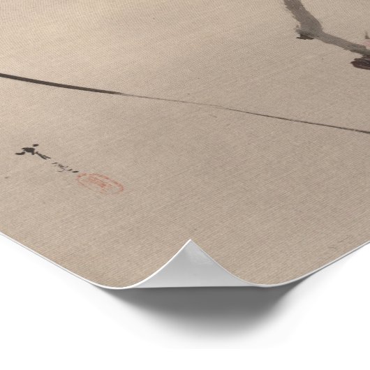 Bird on Branch Watching Spider | 渡辺聖亭 ポスター (角)