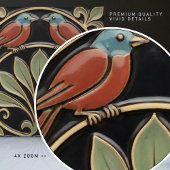 Bird on Flowers Art Deco Nouveau Faux Relief タイル