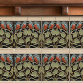 Bird on Flowers Art Deco Nouveau Wall Decor タイル