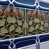 Bird on Flowers Art Deco Nouveau Wall Decor タイル