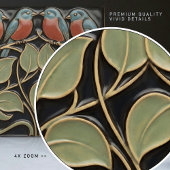 Bird on Flowers Art Deco Nouveau Wall Decor タイル