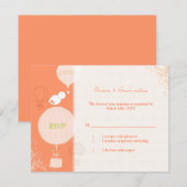 Bird on Hot Air Balloons結婚式RSVP 出欠カード (正面/裏面)