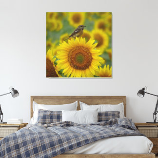 Bird on Sunflower -自然撮影プリント キャンバスプリント