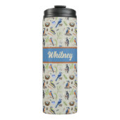 Bird Pattern Kingfisher, Blue Jay, Woodpecker Name タンブラー (正面)