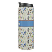 Bird Pattern Kingfisher, Blue Jay, Woodpecker Name タンブラー (回転右)