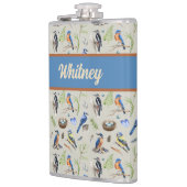 Bird Pattern Kingfisher, Blue Jay, Woodpecker Name フラスク (左)