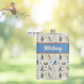 Bird Pattern Kingfisher, Blue Jay, Woodpecker Name フラスク