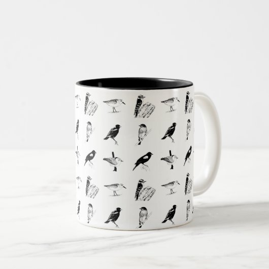 bird pattern mug ツートーンマグカップ (正面右)