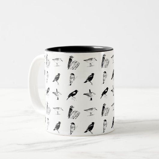 bird pattern mug ツートーンマグカップ (正面左)