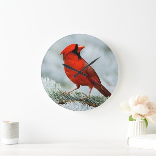 Bird red_iphone ラージ壁時計 (ホーム)